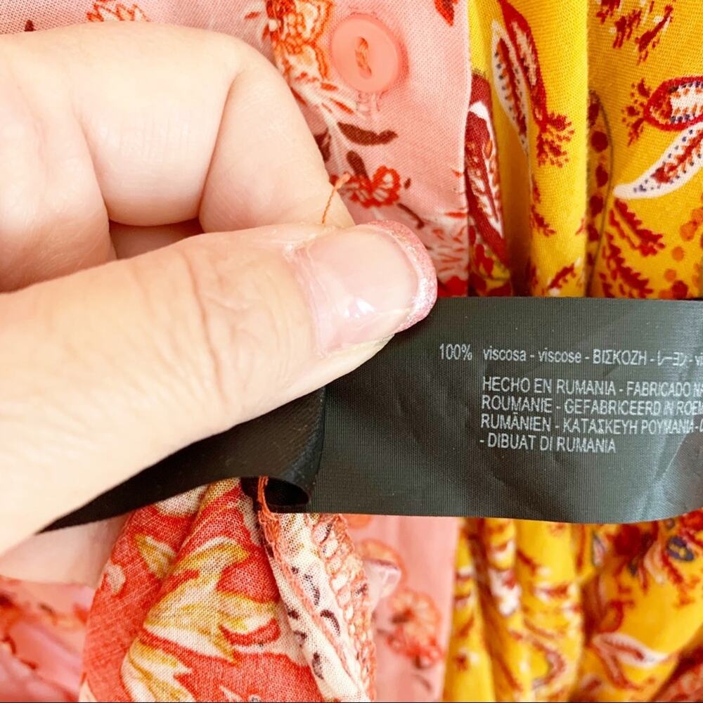 Zara Red Pink Paisley Patchwork Hankerchief Midi Dress Bloggers Fave Small - Picture 7 of 10
